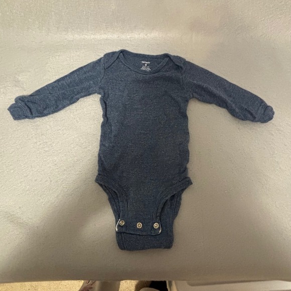 Carter's Other - Carters Baby Boys 9 Months Navy Blue Heather Long Sleeve Bodysuit Cotton Snaps